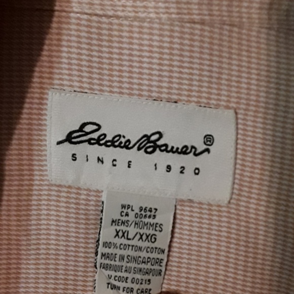 Eddie Bauer - button-down tan & wht ch - Picture 7 of 7
